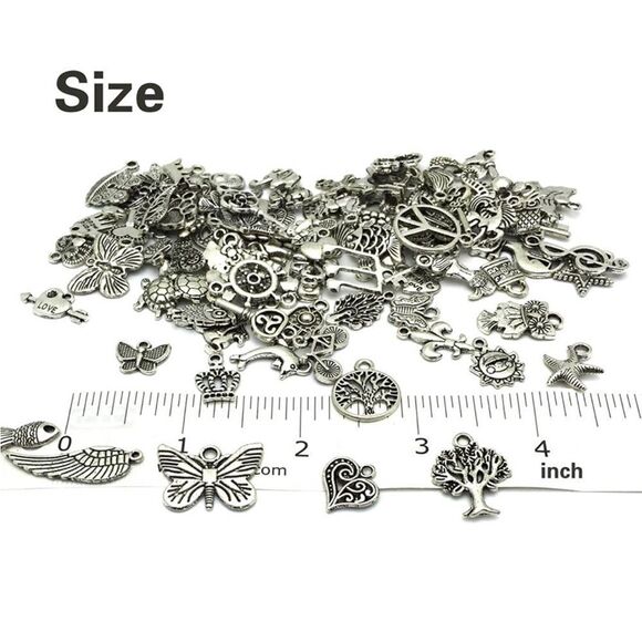 Wholesale Bulk Lots Jewelry Making Silver Charms Mixed Smooth Tibetan 75PCS - Picture 3 of 3
